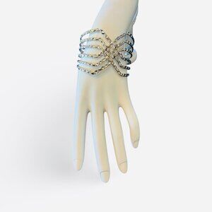 Guess Silver Tone Hinge Cuff Bracelet NWOT